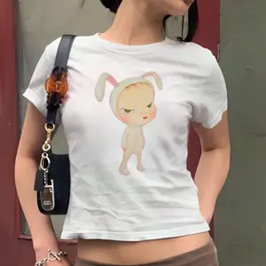 [Sale Up To 40%] Yoshitomo Nara Emo Bunny Girl Y2K Baby Tee Summer Outfits, Trendy Shirt For Women, Gifts For Her