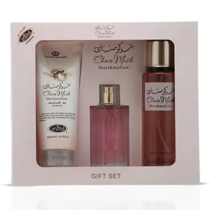 Al-Rehab Choco Musk Marshmallow 3-Piece Gift Set – Eau de Parfum 50ml + Shower Gel 200ml + Body Mist 250ml – Sweet Strawberry & Marshmallow Unisex Collection