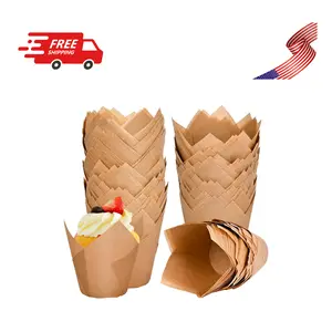 120 Counts Natural Tulip Cupcake Liners for Baking Cups