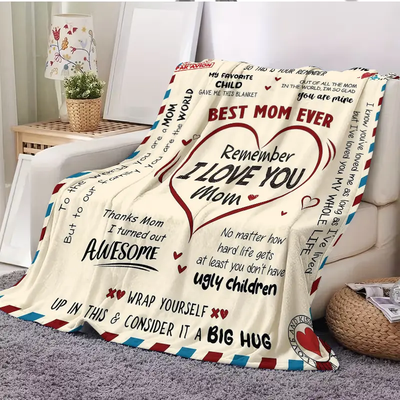 Countdown Sale!To My Mom Love Letter Blanket Cozy Warm Blanket Filled with Heartfelt Quotes to Wrap Her in a Big Hug Mom Keepsake Blanket – Thoughtful Present to Celebrate Her Love, Patience & the Awesome Kid She Raised!Perfect Mother’s Day Gift Blanket