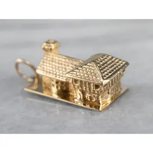 Vintage Gold House Charm Pendant