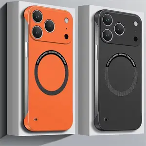 Ultra Thin Hard PC Magnetic Frameless Phone Case For Magsafe For iPhone 17 Air 16 15 14 13 Pro Max Plus Matte Color Solid Cover