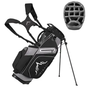 14-Way Golf Stand Bag, Premium Lightweight Golf Bag with Full-Length Dividers, Interchangeable PE-Padded Straps & Stabilizing Kickstand - Plush-Lined Top with Waterproof Cover