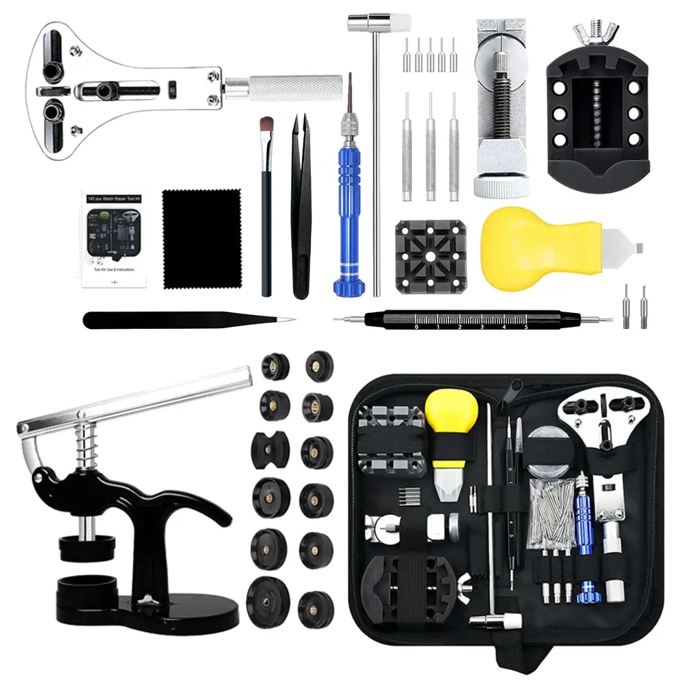 1Set Watch Repair Kit,Professional Watch Battery Replacement Kit, Watch Repair Tools with Carrying Case, Watch Link Removal Tool Kit, Watch Case Opener, Watch Press Set