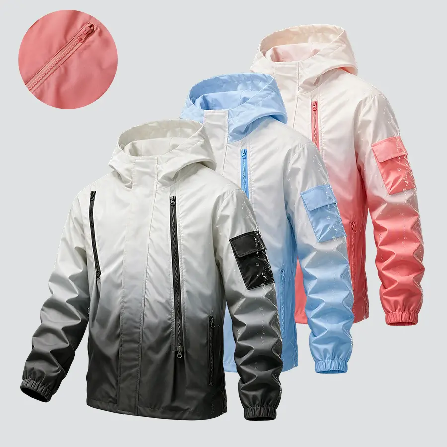 Unisex lightweight hooded windbreaker, casual outdoor jacket, windproof and water-resistant, with practical pockets and adjustable cuffs