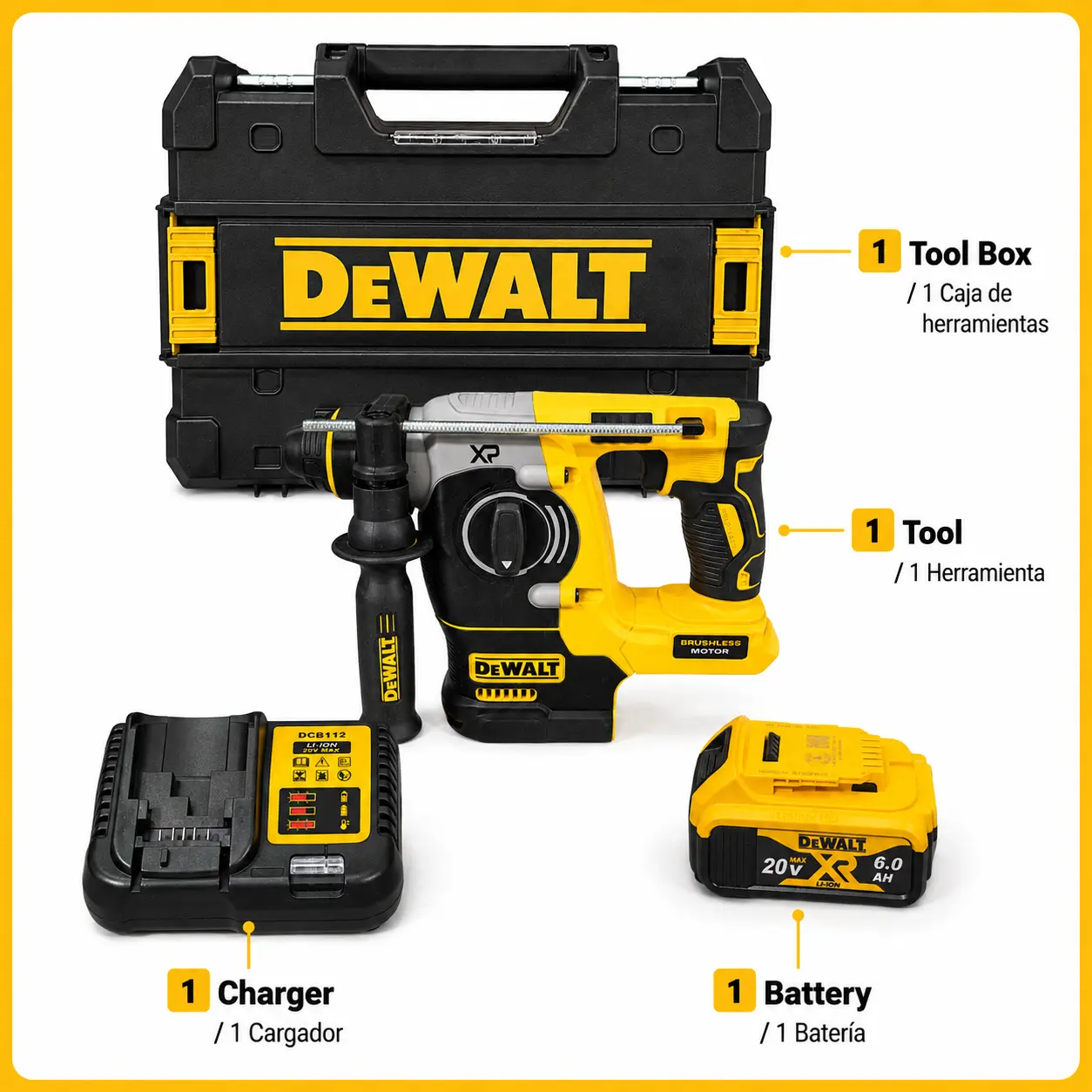 DCH273 DEWALT XR Rotary Hammer Drill Kit Side Handle + Depth Rod