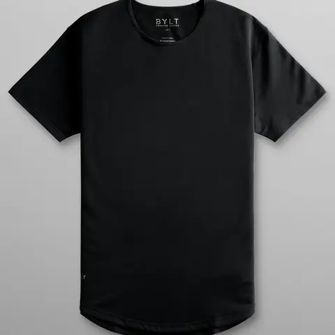 BYLT Drop-Cut LUX TShirt for Men - Fitted Crewneck Tee with 4-Way Stretch & Wrinkle-Resistant Fabric - Menswear Streetwear