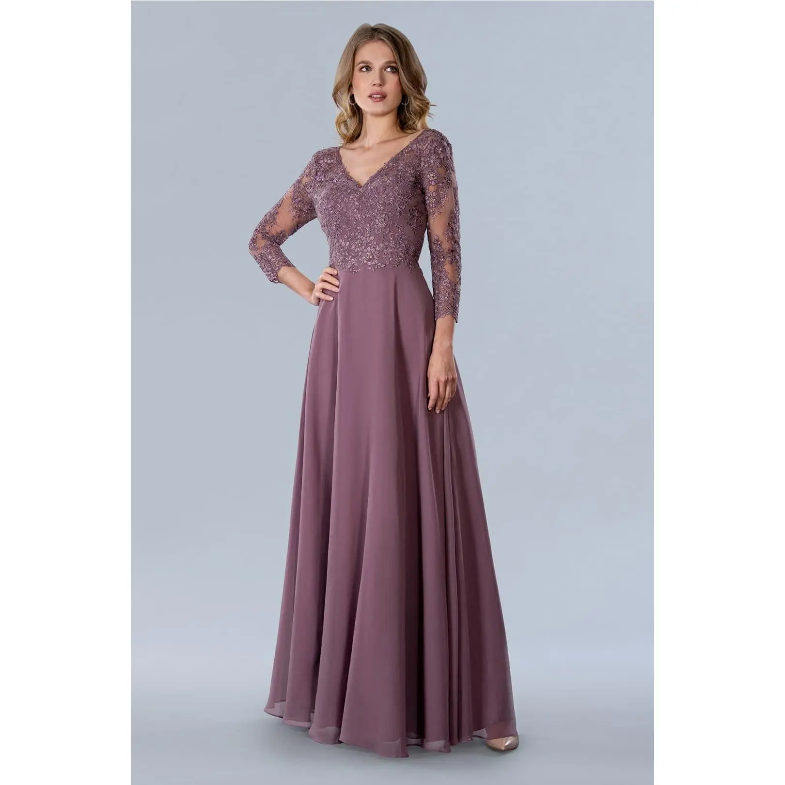 Clearance Mauve Size 18 Long Sleeve Plus Size Mauve Mother Of Bride Dress Stella Couture 23365