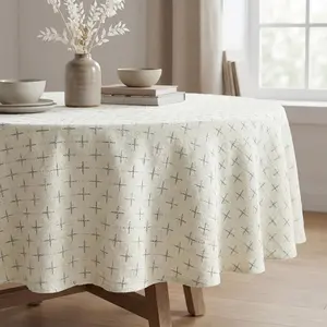 White Round Table Cloth,-Star Textured Embroidery Tablecloth, Wrinkle Free Washable 60*60 Inch Table Cover for, Party, Wedding,,