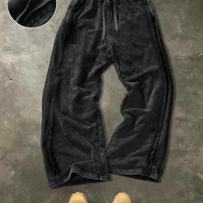 Vintage Washed Straight Leg Pants, Fitted Design, Multiple Colors Available, Unisex Casual Style, All Seasons Wear, Casual Fashion Trousers, Chic Comfy Pants, Classy Casual Trousers