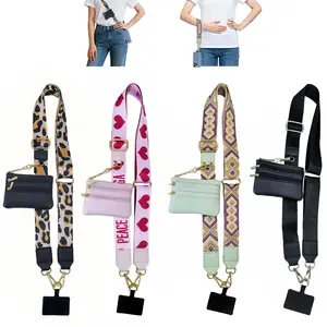 Mobile phone lanyard with zipper wallet adjustable lanyard can be carried diagonally or handheld - a hands-free mobile phone lanyard for travel, commuting, and daily use, suitable for various models of Apple phones Cellphone phone charm