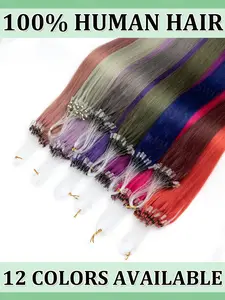 12inch/16inch/20inch Colorful Micro Loop Human Hair Extensions Natural Straight Loop Ring Hair 30g/pack Fancy Colors for Women