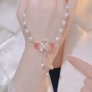 LisiZen Trendy Pink Swan Necklace New Arrival High-End Design Unique Pearl Necklace DZXL4013