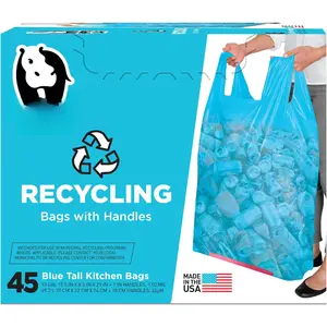 13 Gallon Blue Recycling Bags with Handles
