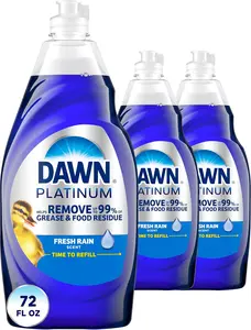 3 Pack Platinum Dish Soap, Dishwashing Liquid, Fresh Rain 24OZ