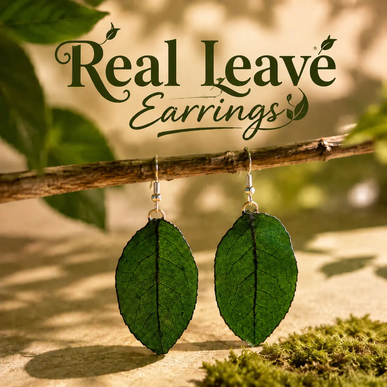 Women's Handmade Pressed Leaf Drop Earrings, Resin Teardrop Costume Jewelry for Casual Daily Wear, Unisex Birthday Gift