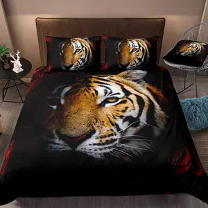 Tiger & Rose Bedding Set, Soft Polyester Fiber, Includes 1 Fitted Sheet and 2 Pillowcases, All-Season Use, Teen Girls Bedroom Decor