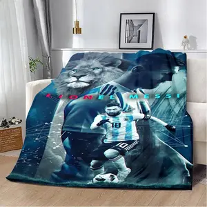 Leo Messi Blanket NO.10 Football Blanket Football Fans Gifts Soft Flannel Blanket  Suitable For Sofa Beds Living Rooms Suitable For Children And Adults Birthday Gifts Holiday Party Home Decoration Halloween Blanket Christmas Blanket