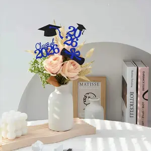 2026 Graduation Decorations -16 Pieces Glitter Graduation Centerpieces for Tables Sticks Class of 2026  Cake Topper in 4 Styles: Grad Cap, Diploma, 2026 & Class of 2026