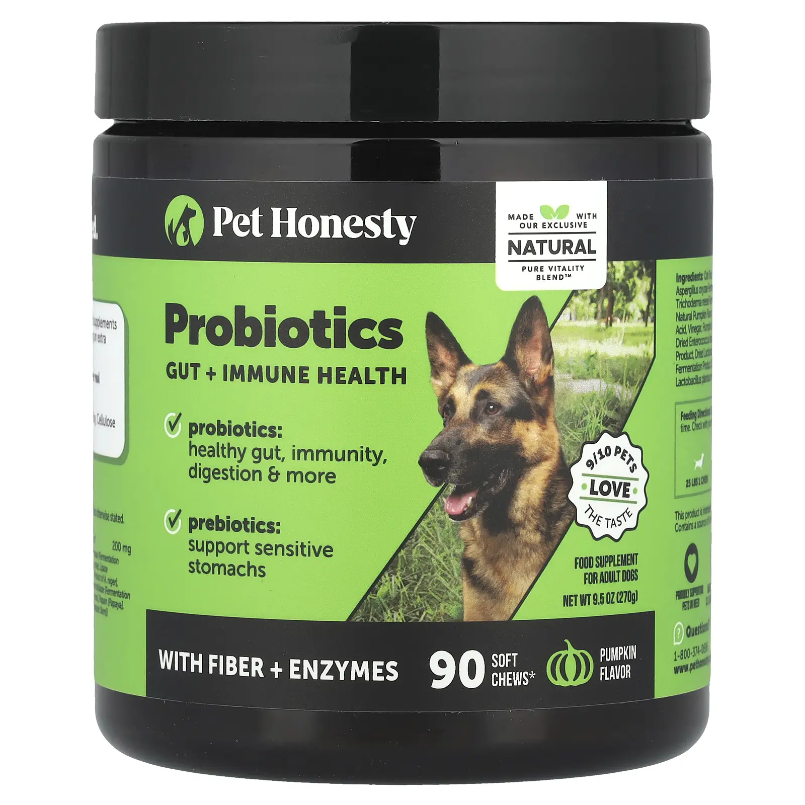 Pet Honesty Probiotics, For Adult Dogs, Pumpkin, 90 Soft Chews, 9.5 oz (270 g)