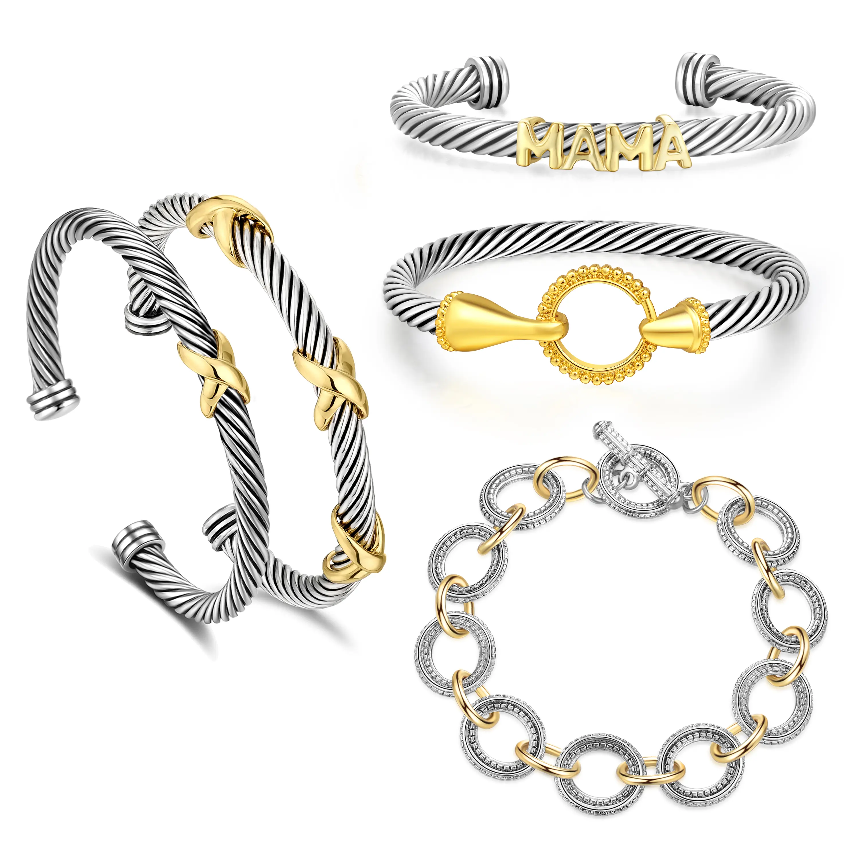 MAMA+Circle Bracelet Set 5PCs