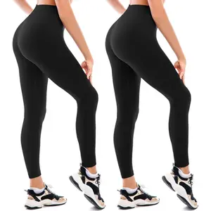 Fleece Lined Leggings Women 2 Pack, Women's High Waisted Thermal Warm Winter Leggings for Workout