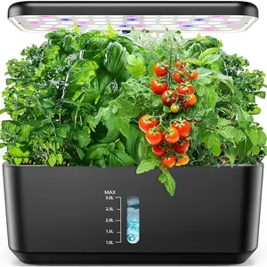 Indoor Garden Hydroponics Growing System: 10 Pods Plant Germination Kit Herb Vegetable Growth Lamp Countertop with LED Grow Light - Hydrophonic Planter Grower Harvest Lettuce