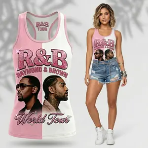 Women's R&B Tour Print Tank Top SHORTS women Jersey, Personalized Concert Jersey Shirt, Custom Name Number