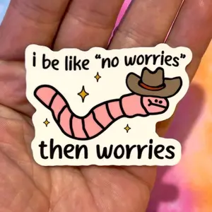 2PCS/SET Worm Emotion Contrast Slogan Logo " Multi-scene Fun Relaxed-Style Sticker For Digital Device/Gear Bag Multi-scene Fun Goodie Adds Personalized Relaxed Playful Texture Top For Multi-scene Cute Humorous Style Fans