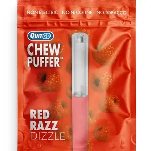 QuitGo Air Straw Red Razz Chew Habit Chew Stick – Plastic Reusable Natural Aid Straw to Curb Cravings & Breathe Freely