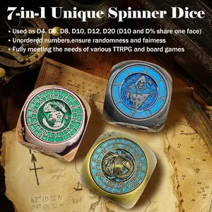 Dnd Dice Roller, Htsho Roulette Dice Spinner, 7-In-1 Rotating Dice for D&d Rpg Mtg, Ideal for Dragon and Dungeon Games