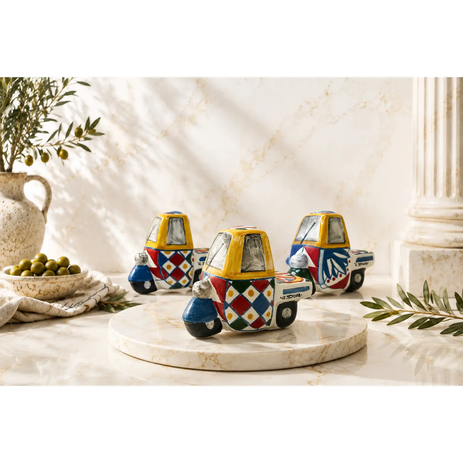 Handmade Sicilian Ceramic Ape Piaggio