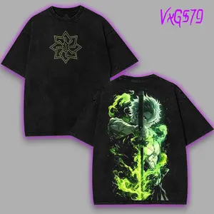 Shinazugawa Sanemi Wind Hashira v3 Demon Slayer Kimetsu No Yaiba Anime Double Printed Acid Washed Tee T-Shirt Top men's graphic tee