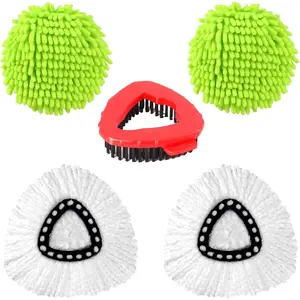Mop Heads Replacements for OCedar EasyWring 1 Tank Spin System, Mop Replace Head with 2 Microfiber Refills, 2 Pads,1 Scrub Brush