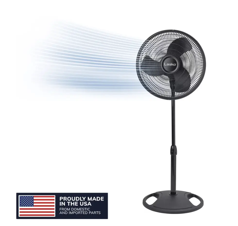 Lasko 16" Oscillating Pedestal Fan with Adjustable Height and Tilt-Back Head for Whole Room Cooling