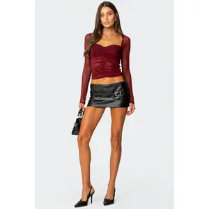 Double Belt Faux Leather Micro Skort