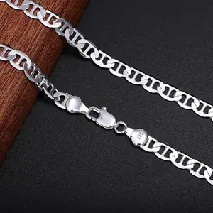 50-60cm 925 Sterling Silver Necklace noble luxury gorgeous charm fashion 6MM Boy men solid wedding party women jewelry