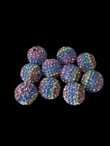 R37- (10PCS) 16mm Pastel Yellow/pink/blue/teal/ pave-rhinestones with Polymer Clay Core Beads for DIY
