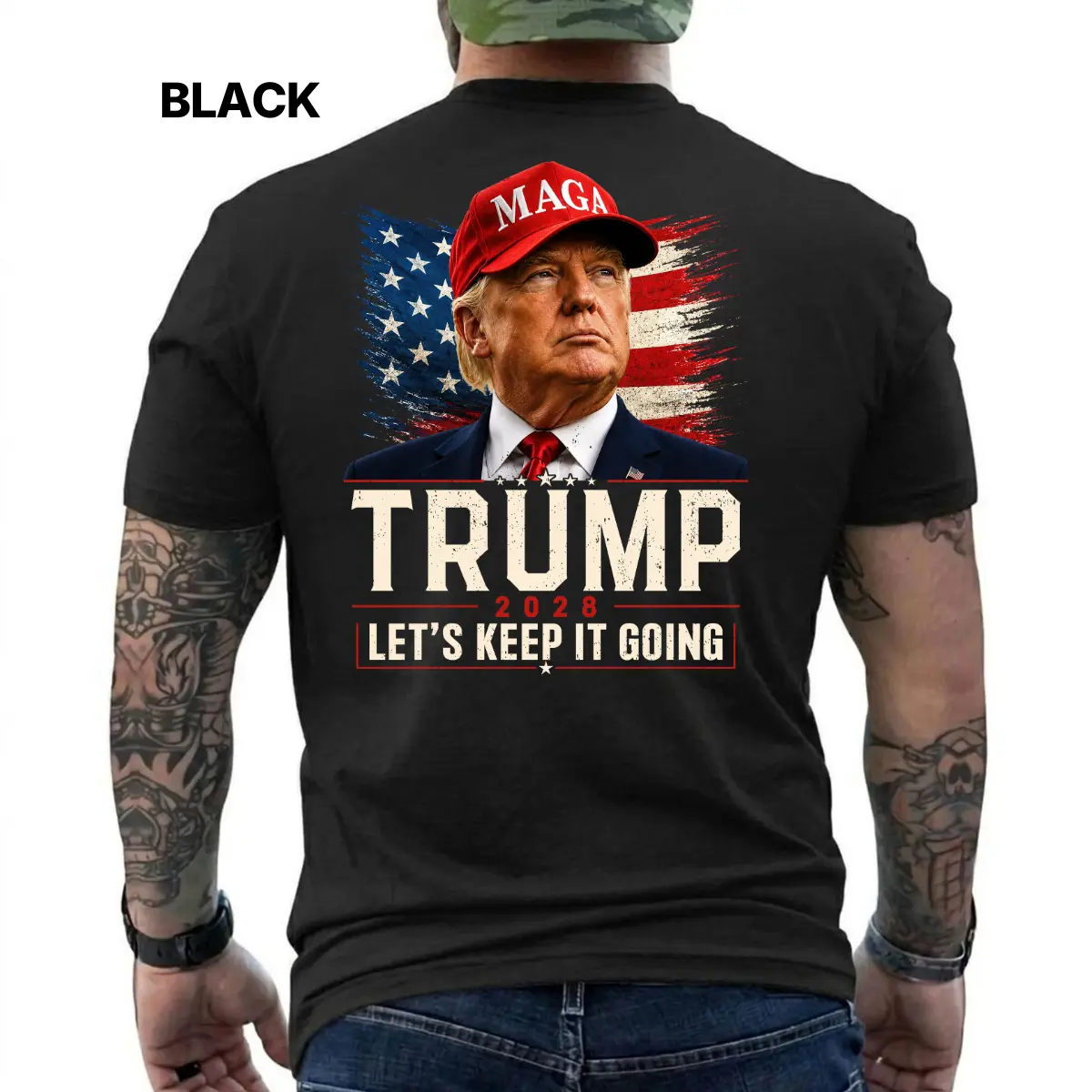 Trump 2028 Shirt, Let's Keep It Going Graphic Tee, Republican Campaign Apparel, Patriotic Donald Trump Support T-Shirt, Conservative Statement Clothing, Short Sleeve Printed Graphic Shirt, Daily Casual Cotton Menswear