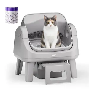 (Bundle) PetPivot AutoScooper 12 Lite Open Top Self Cleaning Cat Litter Box Bundle, Includes 4 Rolls (80pcs) Trash Bags, Automatic Litter Box with 7 Pairs of Safety Sensors, Anti-Pinch Protection, Easy Access Step for Senior Cats