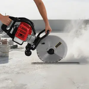 SHANGMAKEL Gas Powered Concrete Cutting Saw JH-350 1400W 13 Inch Blade Wet Cutting for Stone Brick Asphalt with Wheels Water Hose High Efficiency Multi-Angle Cutting