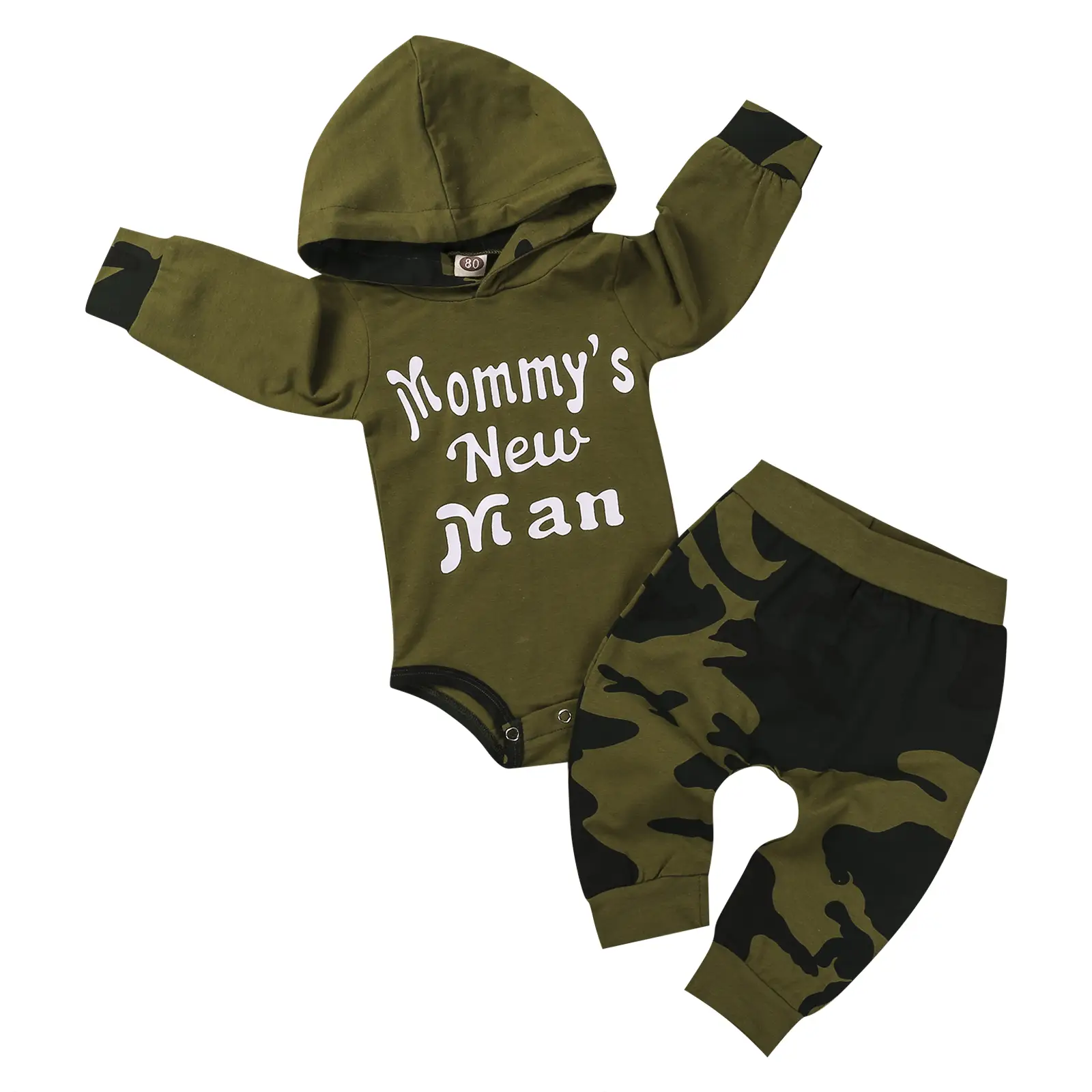 LAGKIYOJ Newborn Baby Girls Boys Fall Winter Clothes Daddy Mama Saying Hoodie Tops Camouflage Pants Romper Outfit Set