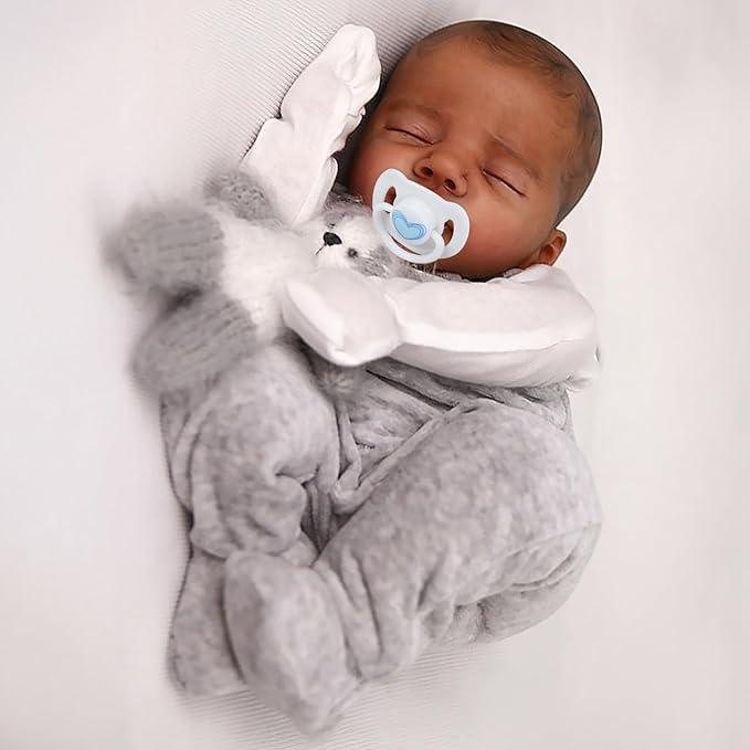 [WOOROY] Reborn Baby Doll New Released - 18 In Real Life Baby Doll African American Black and Brown Skin Boy Doll, Lifelike Newborn Baby Doll Poseable Soft Cloth Body, Gift Set with Accessories for Kids Aged 3+