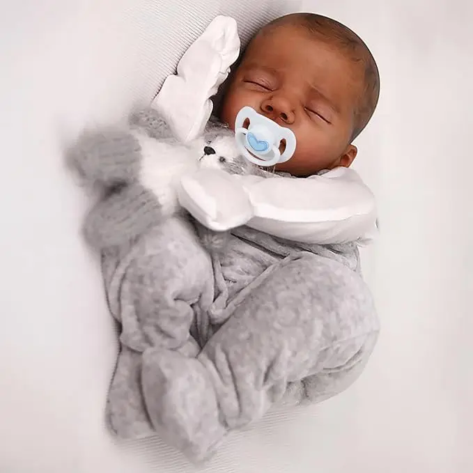 [WOOROY] Reborn Baby Doll New Released - 18 In Real Life Baby Doll African American Black and Brown Skin Boy Doll, Lifelike Newborn Baby Doll Poseable Soft Cloth Body, Gift Set with Accessories for Kids Aged 3+