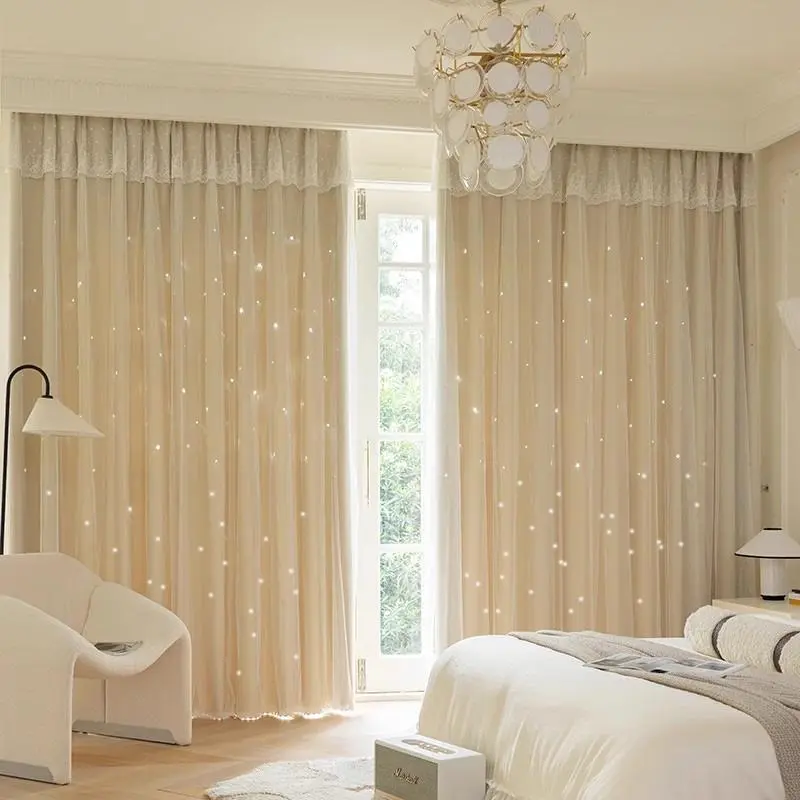 Solid Color Double Layer Sheer Curtain, 2 Counts Modern Simple Window Curtain, Window Screen for Home Living Room Bedroom Balcony