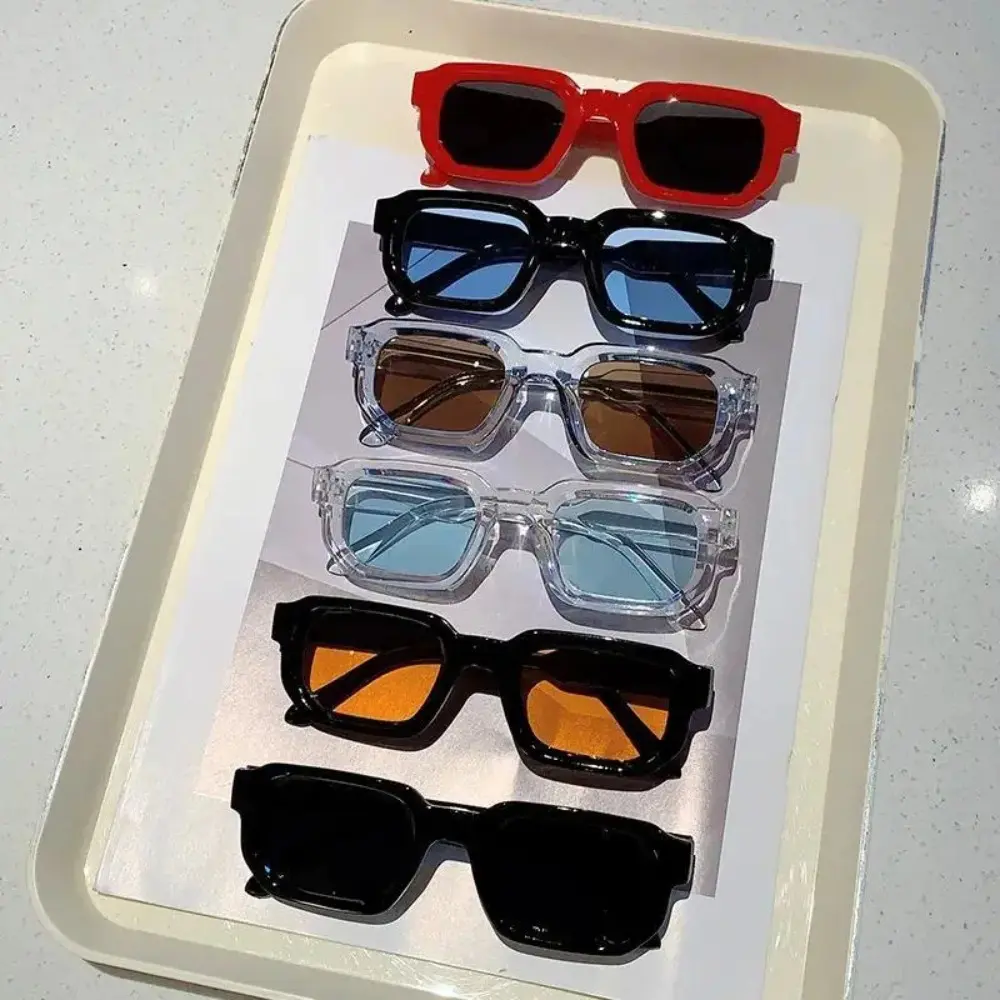 Rectangular Sunglasses 6-Pack, Unisex Vintage Retro Shades with UV400 Sun Protection, Bulk Party Favors, Rectangular Shades, 6Pcs, 6‑Pack Party Fun