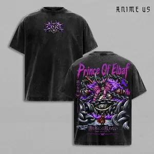 Loki Prince of Elbaf Vintage Washed Anime T-Shirt, Giant Warrior One Piece Graphic Tee with “None Can Chain Me” Quote, Purple Aura Norse Style Streetwear, Heavyweight Oversized Unisex Manga Shirt Gift for Anime Fans