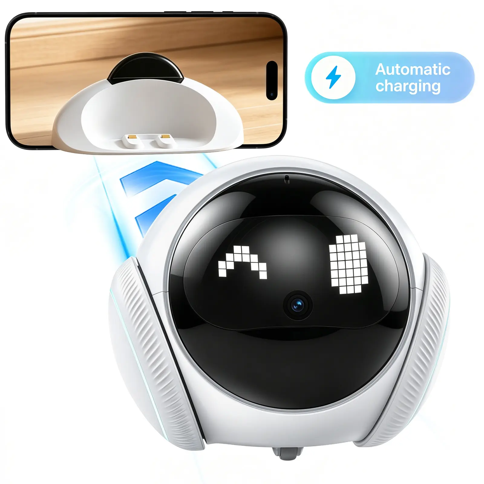 Smart AI Pet Camera with Auto Patrol, 1080P Wireless Indoor Security Camera, Two-Way Talk, Tuya App Control, Dual-Band WiFi, Rechargeable Battery for Dogs & Cats