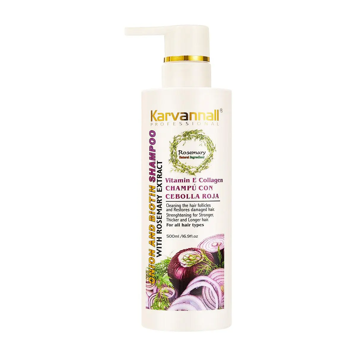 Karvannall Rosemary Biotin Anti-Hairfall Shampoo & Treatment Mask Set with Vitamin E Collagen for Stronger Healthier Hair 16.9 fl oz Dual Formula Professional Hair Care