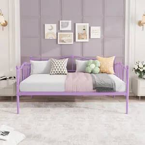 Garvee Twin Daybed with Trundle,  Twin Size Space-Saving Multifunctional Furniture, Metal Sofa Bed Frame with Steel Slat Support, for Living Room, Bedroom, Love Heart Design, No Box Spring Needed